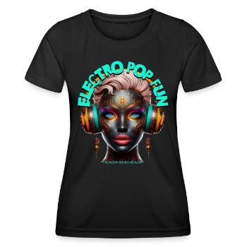 ELECTRO POP FUN - Cool Woman with Headphones! - Women's Functional T-Shirt - black - Front - AI Model Female 172 light (172cm)