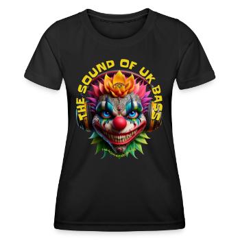 THE SOUND OF UK BASS - Cool Clown with Headphones! - Women's Functional T-Shirt - black - Front - AI Model Female 172 light (172cm)