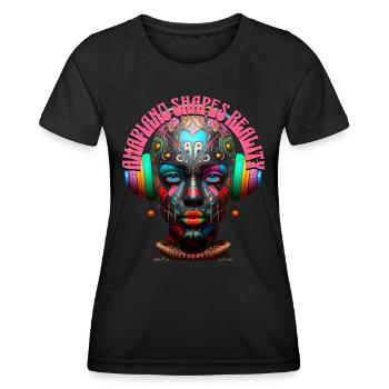 AMAPIANO SHAPES REALITY - Cool Woman & Headphones! - Women's Functional T-Shirt - black - Front - AI Model Female 172 light (172cm)