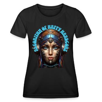 HAPPY HARDCORE - Cool Woman with Headphones! - Women's Functional T-Shirt - black - Front - AI Model Female 172 light (172cm)