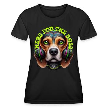 HERE FOR THE BASS - Cute Beagle with Headphones! - Women's Functional T-Shirt - black - Front - AI Model Female 172 light (172cm)