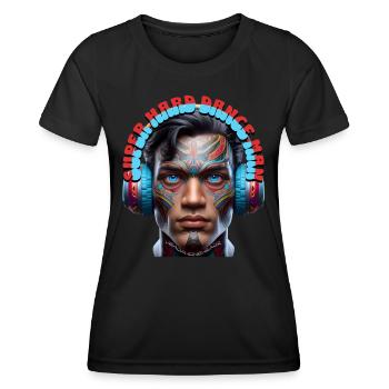 SUPER HARD DANCE MAN - Cool Dude with Headphones! - Women's Functional T-Shirt - black - Front - AI Model Female 172 light (172cm)