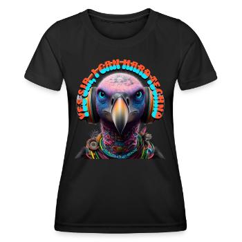 YES SIR I CAN HARD TECHNO - Vulture & Headphones! - Women's Functional T-Shirt - black - Front - AI Model Female 172 light (172cm)
