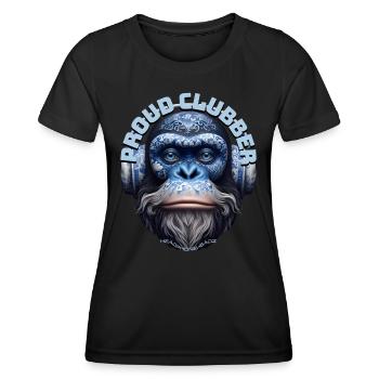 PROUD CLUBBER - Cool Orangutan with Headphones! - Women's Functional T-Shirt - black - Front - AI Model Female 172 light (172cm)
