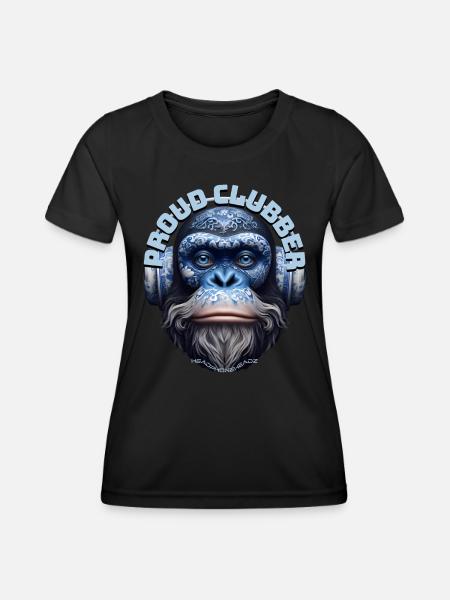 PROUD CLUBBER - Cool Orangutan with Headphones! - Women's Functional T-Shirt - black
