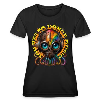 SAY YES TO DANCE MUSIC -Cute Creature & Headphones - Women's Functional T-Shirt - black - Front - AI Model Female 172 light (172cm)