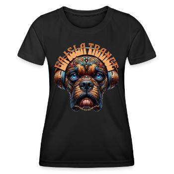 LA ISLA TRANCE – Cute Boxer Dog with Headphones! - Women's Functional T-Shirt - black - Front - AI Model Female 172 light (172cm)