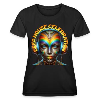 DEEP HOUSE CELEBRATION - Cool Lady with Headphones - Women's Functional T-Shirt - black - Front - AI Model Female 172 light (172cm)