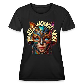 I WILL HOUSE YOU - Cool Woman with Headphones! - Women's Functional T-Shirt - black - Front - AI Model Female 172 light (172cm)