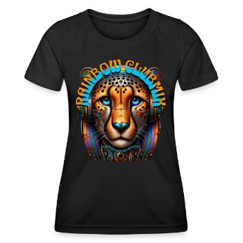 RAINBOW CLUBMIX - Cool Cheetah with Headphones! - Women's Functional T-Shirt - black - Front - AI Model Female 172 light (172cm)