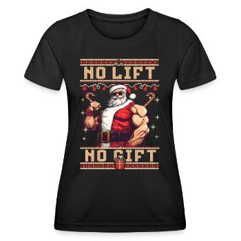 Pas d’ascenseur Pas de cadeau Père Noël Salle de sport - T-shirt sport Femme - noir - Devant - AI Model Female 172 light (172cm)