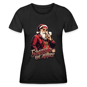 Gangsta Wrapper Christmas sweater cooler santa - Frauen Funktions-T-Shirt - Schwarz - Vorne - AI Model Female 172 light (172cm)