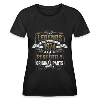 Légende 1974 Cadeau d’anniversaire Mesdames et Messieurs - T-shirt sport Femme - noir - Devant - AI Model Female 172 light (172cm)