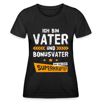 Vater Bonus Papa Bonusvater Bonuspapa Vatertag - Frauen Funktions-T-Shirt - Schwarz - Vorne - AI Model Female 172 light (172cm)