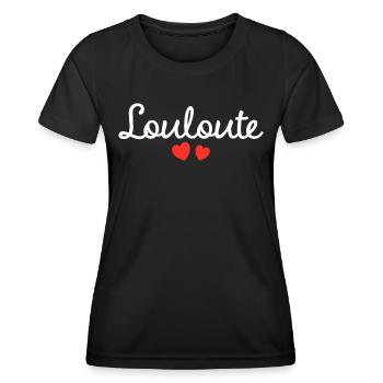 Femme Louloute Humour Mot Affectueux Couple - T-shirt sport Femme - noir - Devant - AI Model Female 172 light (172cm)