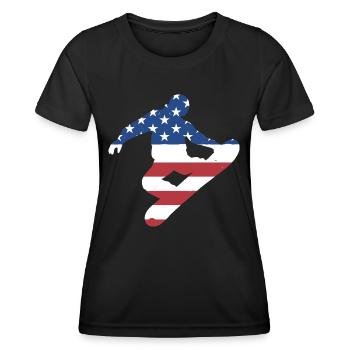 Sport Us Flag Snowboarding - Frauen Funktions-T-Shirt - Schwarz - Vorne - AI Model Female 172 light (172cm)