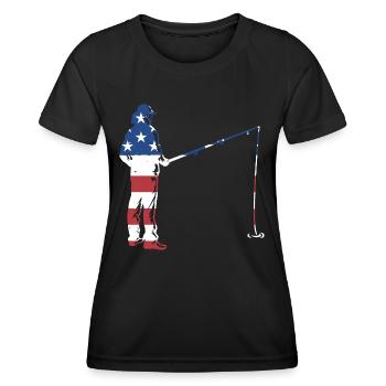 Fisher Us Flag Pêche - T-shirt sport Femme - noir - Devant - AI Model Female 172 light (172cm)
