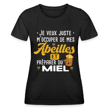 Abeille miel. Cadeau métier. Apiculteur apiculture - T-shirt sport Femme - noir - Devant - AI Model Female 172 light (172cm)