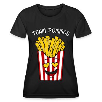 Drôle de frites Sac de frites Frites d’équipe - T-shirt sport Femme - noir - Devant - AI Model Female 172 light (172cm)