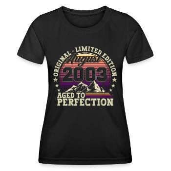 Original August 2003 19th Birthday Fun Gift - Women's Functional T-Shirt - black - Front - AI Model Female 172 light (172cm)