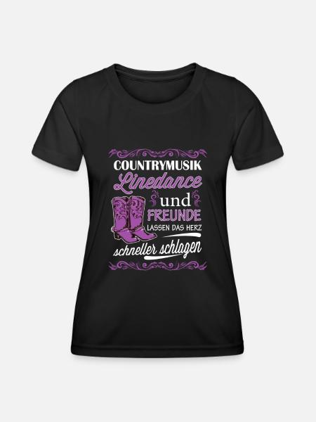 Linedance - Frauen Funktions-T-Shirt - Schwarz