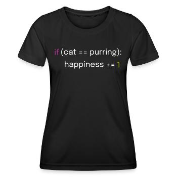 Conception de chat et de codage - T-shirt sport Femme - noir - Devant - AI Model Female 172 light (172cm)