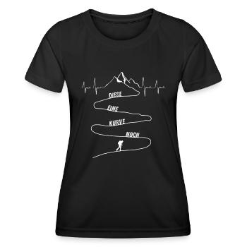Wandern Heartbeat Kurven Geschenkidee Hiking - Frauen Funktions-T-Shirt - Schwarz - Vorne - AI Model Female 172 light (172cm)