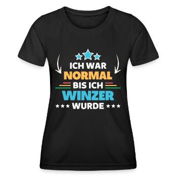 Ich war normal bis ich Winzer wurde - Frauen Funktions-T-Shirt - Schwarz - Vorne - AI Model Female 172 light (172cm)