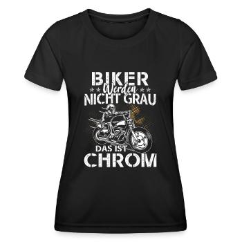 Biker werden nicht grau das ist Chrom - Frauen Funktions-T-Shirt - Schwarz - Vorne - AI Model Female 172 light (172cm)