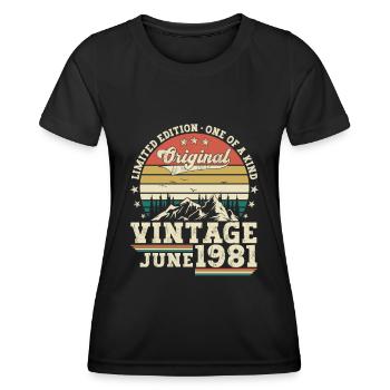 Original Juni Jahrgang 1981 41. Geburtstag Herren - Frauen Funktions-T-Shirt - Schwarz - Vorne - AI Model Female 172 light (172cm)