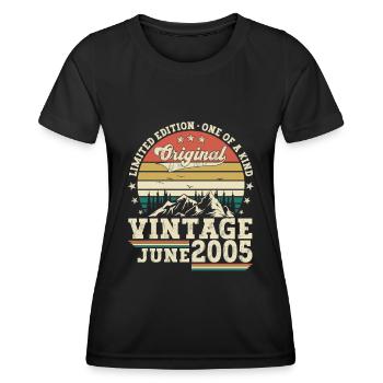 Original Juni Jahrgang 2005 17. Geburtstag Herren - Frauen Funktions-T-Shirt - Schwarz - Vorne - AI Model Female 172 light (172cm)