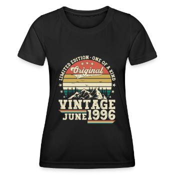 Original Juni Jahrgang 1996 26. Geburtstag Herren - Frauen Funktions-T-Shirt - Schwarz - Vorne - AI Model Female 172 light (172cm)