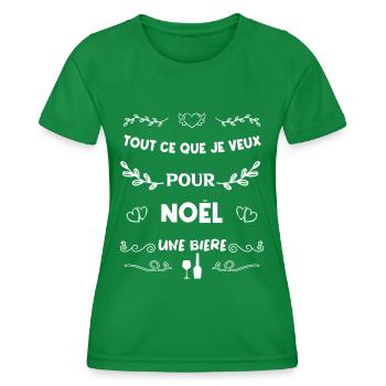 Tout ce que je veux pour Noël une bière T-shirt - T-shirt sport Femme - vert - Devant - AI Model Female 172 dark (172cm)