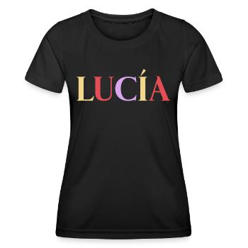 Prénom Femme Espagnole Lucía - T-shirt sport Femme - noir - Devant - AI Model Female 172 light (172cm)