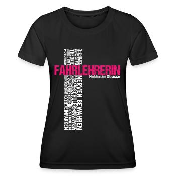 Fahrlehrerin Heldin der Straße Lehrer Fahrschule - Frauen Funktions-T-Shirt - Schwarz - Vorne - AI Model Female 172 light (172cm)