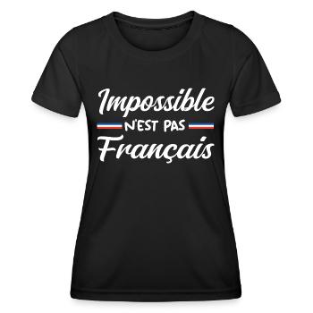 Impossible n est pas francais - T-shirt sport Femme - noir - Devant - AI Model Female 172 light (172cm)