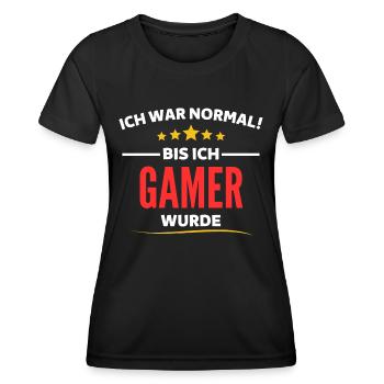 Ich war normal bis ich Gamer wurde - Frauen Funktions-T-Shirt - Schwarz - Vorne - AI Model Female 172 light (172cm)