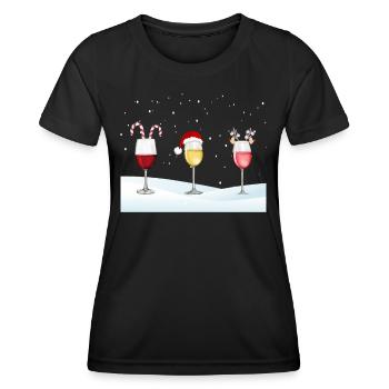 Weihnachten oder auch Weinachten, Weinliebhaber - Frauen Funktions-T-Shirt - Schwarz - Vorne - AI Model Female 172 light (172cm)
