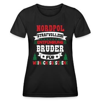 Lustiges Bruder Weinachtsgeschenk Nordpol - Frauen Funktions-T-Shirt - Schwarz - Vorne - AI Model Female 172 light (172cm)