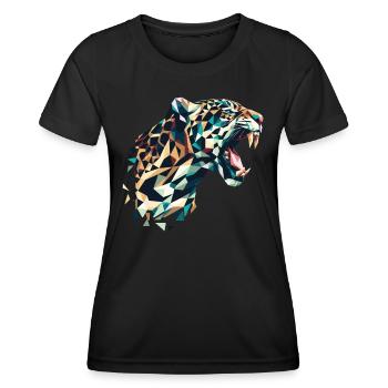 Polygone léopard - T-shirt sport Femme - noir - Devant - AI Model Female 172 light (172cm)