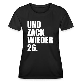 And Zack Again 26 Funny Darts - Women's Functional T-Shirt - black - Front - AI Model Female 172 light (172cm)