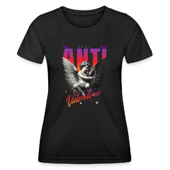 Anti Valentine Streetwear - Frauen Funktions-T-Shirt - Schwarz - Vorne - AI Model Female 172 light (172cm)