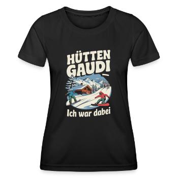 Hütten Gaudi Lustiges Ski - Frauen Funktions-T-Shirt - Schwarz - Vorne - AI Model Female 172 light (172cm)
