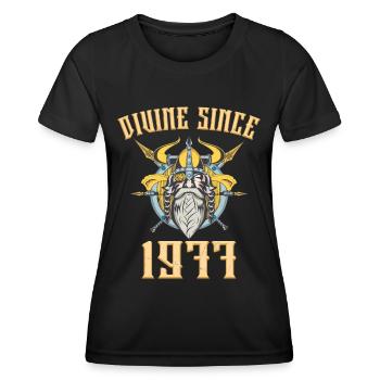 Viking God, divine since 1977 Anniversary 46 years - Women's Functional T-Shirt - black - Front - AI Model Female 172 light (172cm)