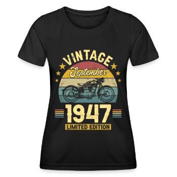 Vintage September 1947 75 years anniversary - Women's Functional T-Shirt - black - Front - AI Model Female 172 light (172cm)