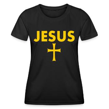 Croix de Jésus - T-shirt sport Femme - noir - Devant - AI Model Female 172 light (172cm)