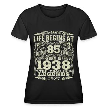 85 years old - birthday 1938 - born in 1938 - Women's Functional T-Shirt - black - Front - AI Model Female 172 light (172cm)
