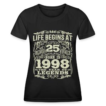25 years old - birthday 1998 - born in 1998 - Women's Functional T-Shirt - black - Front - AI Model Female 172 light (172cm)