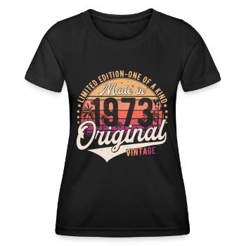 1973 Vintage Born Vintage Cadeau d’anniversaire - T-shirt sport Femme - noir - Devant - AI Model Female 172 light (172cm)