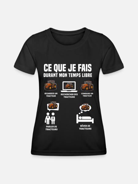 Tracteur Cadeau homme femme enfant Agriculteur - T-shirt sport Femme - noir
